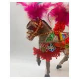 Set of 2 Decorated Sicilian Carretto Horse Cart Figurines