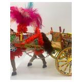 Set of 2 Decorated Sicilian Carretto Horse Cart Figurines