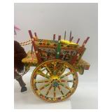 Set of 2 Decorated Sicilian Carretto Horse Cart Figurines