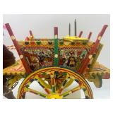 Set of 2 Decorated Sicilian Carretto Horse Cart Figurines