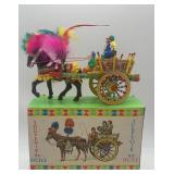 Vintage Sicilian Horse-Drawn Carriage Souvenir with Colorful Feathers