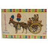 Vintage Sicilian Horse-Drawn Carriage Souvenir with Colorful Feathers