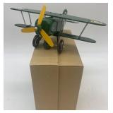 Set of 2 Vintage Tin Toy Models: Curtiss Biplane & Motorcycle Rider