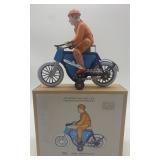 Set of 2 Vintage Tin Toy Models: Curtiss Biplane & Motorcycle Rider