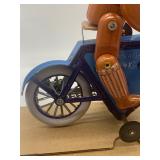 Set of 2 Vintage Tin Toy Models: Curtiss Biplane & Motorcycle Rider