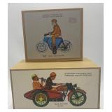 Tin Wind-Up Motorcycle with Sidecar Collectible Toy