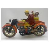 Tin Wind-Up Motorcycle with Sidecar Collectible Toy