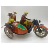 Tin Wind-Up Motorcycle with Sidecar Collectible Toy