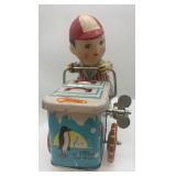 Vintage Marx Hap and Hop Toy Soldiers Ramp Walker and Wind-Up Ice Cream Vendor Toy on Tricycle