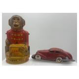 Vintage J. Chein & Co Tin Monkey Bank and Schuco Wind-Up Car Toy