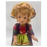 Vintage Doll in Plaid Dress with Headscarf