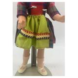 Vintage Doll in Plaid Dress with Headscarf