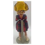 Vintage Doll in Plaid Dress with Headscarf