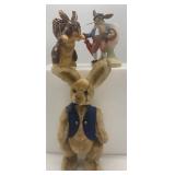 Collection of 3 Rabbit Figurines - Plush and Porcelain