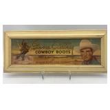 Gene Autry Cowboy Boots Sign with Vintage Davy Crockett Glass, Hopalong Cassidy Mug, and Toy Gun