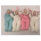 Collection of 4 Â Ann Gette Soft Baby Dolls in Bunny Costumes