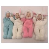 Collection of 4 Â Ann Gette Soft Baby Dolls in Bunny Costumes