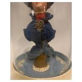 Antique Lady Bust Doll in Glass Dome with Floral Hat