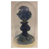 Antique Lady Bust Doll in Glass Dome with Floral Hat