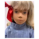 Vintage Blonde Sasha Doll with Denim Outfit and Red Ribbon