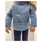 Vintage Blonde Sasha Doll with Denim Outfit and Red Ribbon