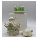 Department 56 Snowbunnies Springtime Stories: Shrubs-in-a-Tub and Slow-Moving Vehicle Set