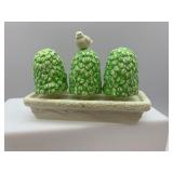 Department 56 Snowbunnies Springtime Stories: Shrubs-in-a-Tub and Slow-Moving Vehicle Set