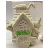 Department 56 Snowbunnies Springtime Stories: Shrubs-in-a-Tub and Slow-Moving Vehicle Set