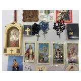 Religious Collection: Assorted Catholic Images, Medals, and Rosaries