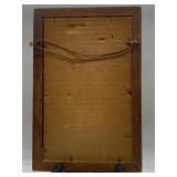 Vintage Jesus Print with Wooden Frame and Colorful Rosary