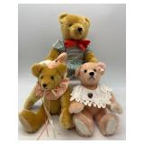 Set of 3 Collectible Teddy Bears with Unique Attire