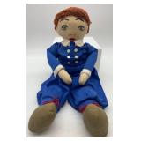 Set of 2 Vintage Handmade Cloth Dolls with Embroidered Features