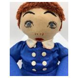 Set of 2 Vintage Handmade Cloth Dolls with Embroidered Features