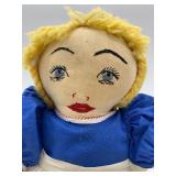 Set of 2 Vintage Handmade Cloth Dolls with Embroidered Features