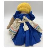 Set of 2 Vintage Handmade Cloth Dolls with Embroidered Features