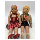 Pair of Vintage Polish Cloth Dolls in Traditional Attire