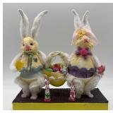 Vintage Easter Bunny Couple with Basket Figurine