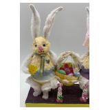 Vintage Easter Bunny Couple with Basket Figurine