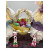 Vintage Easter Bunny Couple with Basket Figurine