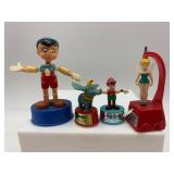 Collection of Vintage Disney Push Button Puppet Figurines