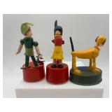 Collection of Vintage Disney Push Button Puppet Figurines