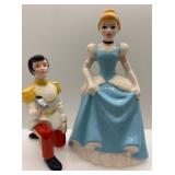 Vintage Walt Disney Cinderella and Prince Charming Ceramic Figurines