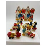 Vintage Disney Valentine and Plastic Toy Set featuring Mickey, Minnie, and Donald Duck