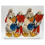 Vintage Disney Valentine and Plastic Toy Set featuring Mickey, Minnie, and Donald Duck