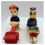 Vintage Disney Valentine and Plastic Toy Set featuring Mickey, Minnie, and Donald Duck