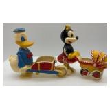 Vintage Disney Valentine and Plastic Toy Set featuring Mickey, Minnie, and Donald Duck