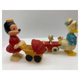 Vintage Disney Valentine and Plastic Toy Set featuring Mickey, Minnie, and Donald Duck