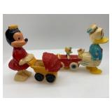 Vintage Disney Valentine and Plastic Toy Set featuring Mickey, Minnie, and Donald Duck