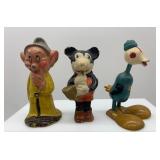 Collection of Vintage Disney Figurines and Wall Plaques featuring Mickey Mouse and Donald Duck