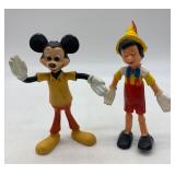 Vintage Set of 4 Disney Character Figures - Mickey, Goofy, Roger Rabbit, Pinocchio